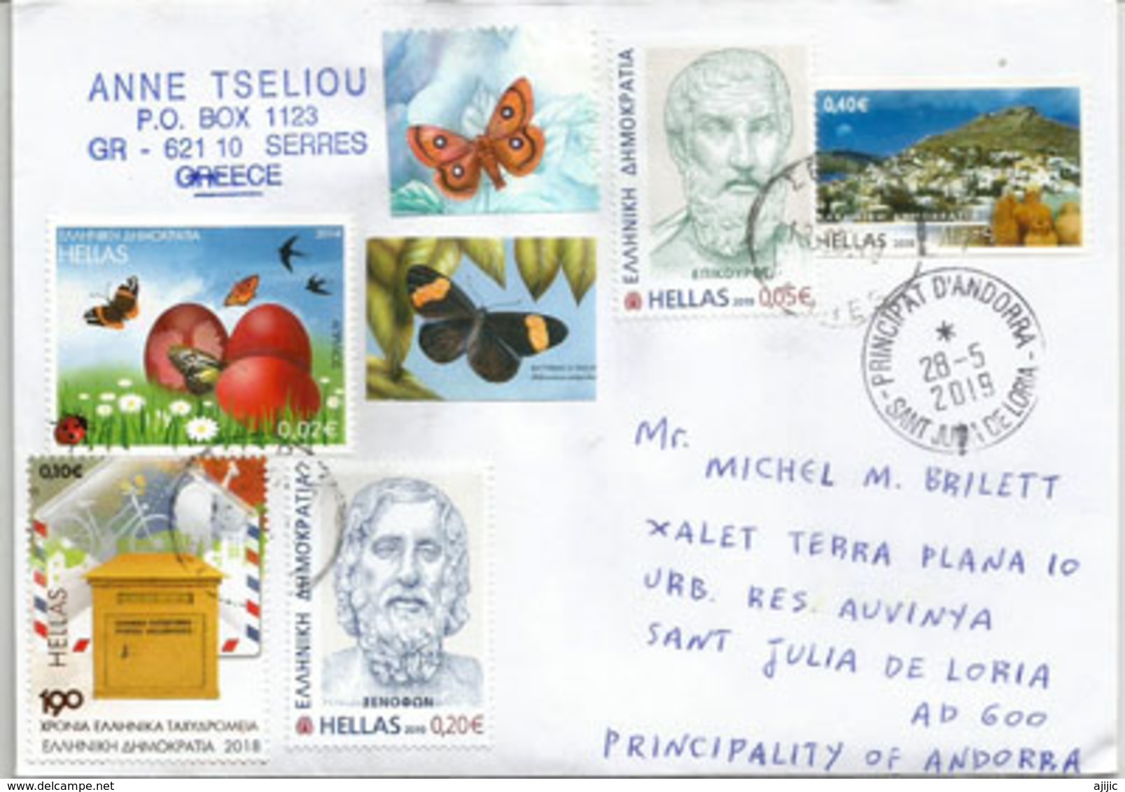 Letter "Ancient Greek Grammair ", Year 2019, From Greece, Sent To Andorra, With Arrival Postmark - Brieven En Documenten