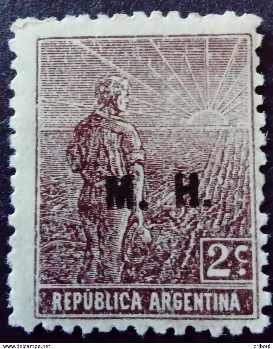 Argentine Argentina 1913 Villageois Villager Aldeano Surchargé Overprinted M.H. Service Servicio Yvert S106 * MH - Dienstmarken