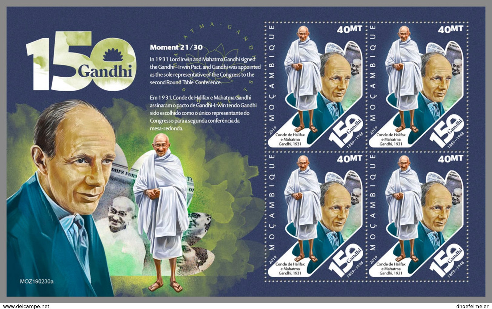 MOZAMBIQUE 2019 MNH Moments Mahatma Gandhi No. 31 S/S - IMPERFORATED - DH1921 - Mahatma Gandhi