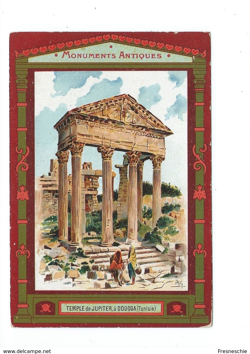 TUNISIE Monuments Antiques Temple De Jupiter Dougga Chromo 14 X 9,5 Cm 2 Scans - Autres & Non Classés