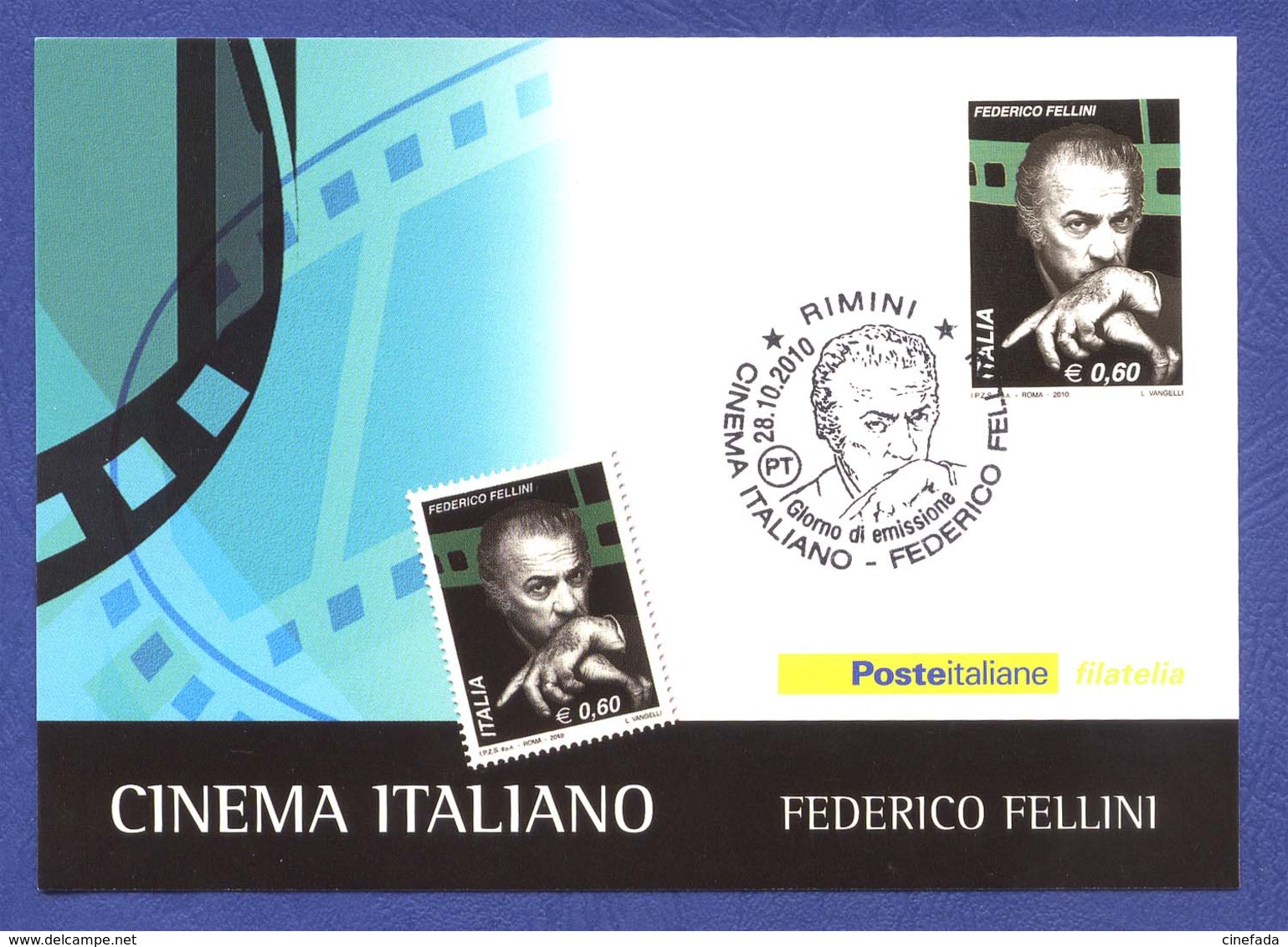 ITALIE FDC Carte Postale Cinema Italiano. Federico Fellini. 2010. Cinéma, Film, Movie. - Cinéma