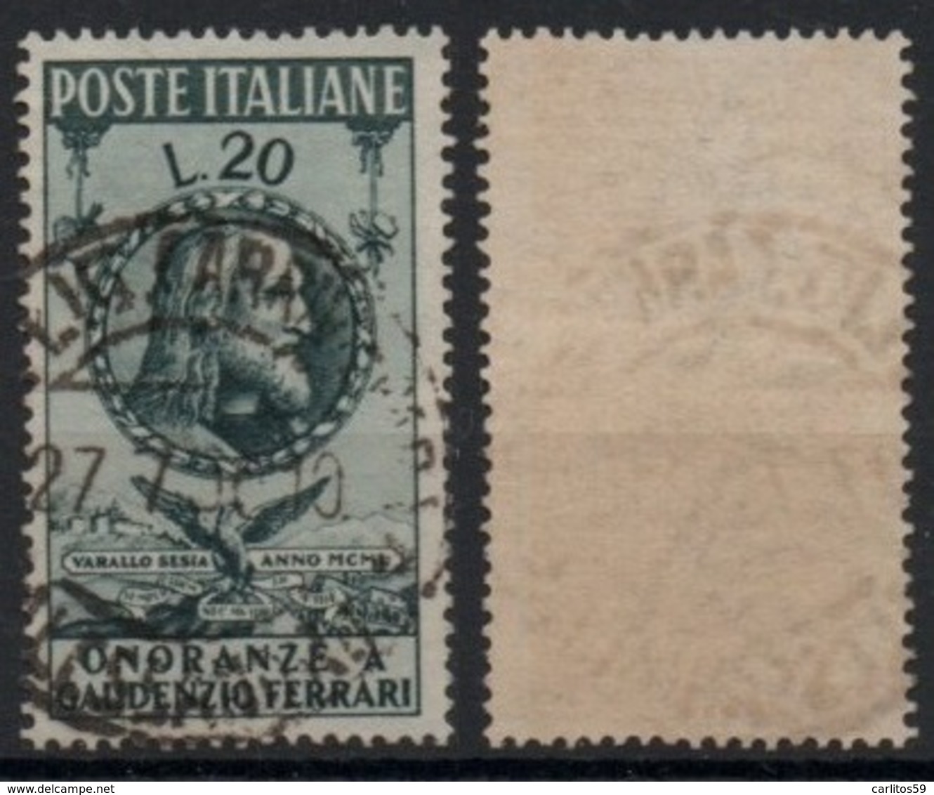 Italia - Repubblica 1950 "In Onore Di Gaudenzio Ferrari L. 20" Usato - 1946-60: Used