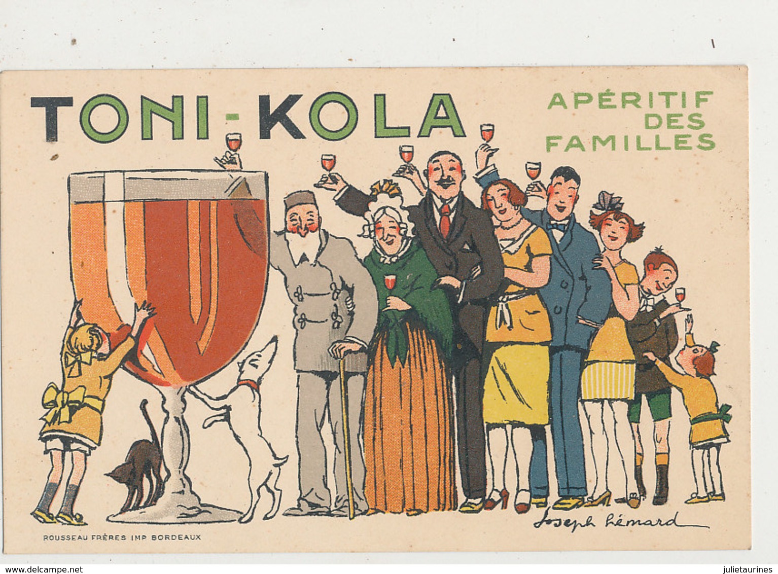 JOSEPH HEMARD ILLUSTRATEUR TONI KOLA APERITIF DES FAMILLES CPA BON ETAT - Publicité