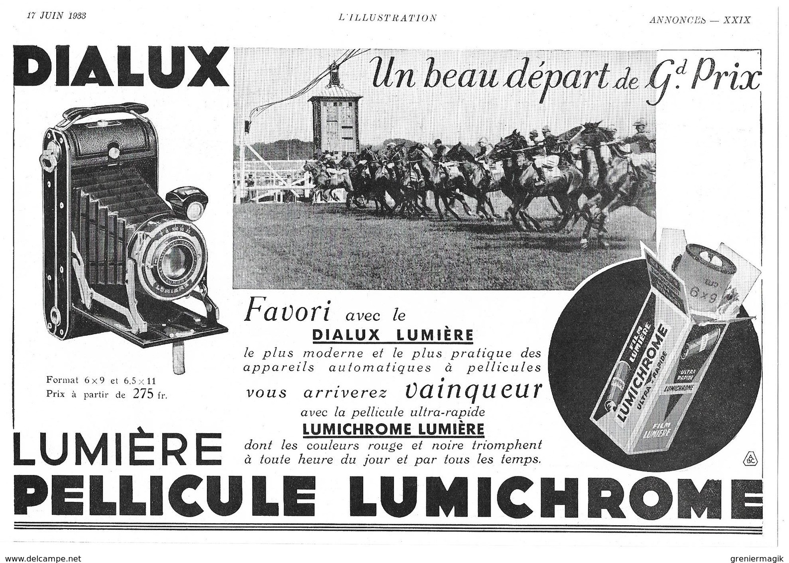 1933 Amilcar Cabriolet Décapotable (Automobile-Voiture-Usines à Saint-Denis) - Dialux Pellicule Lumichrome (publicité) - Advertising