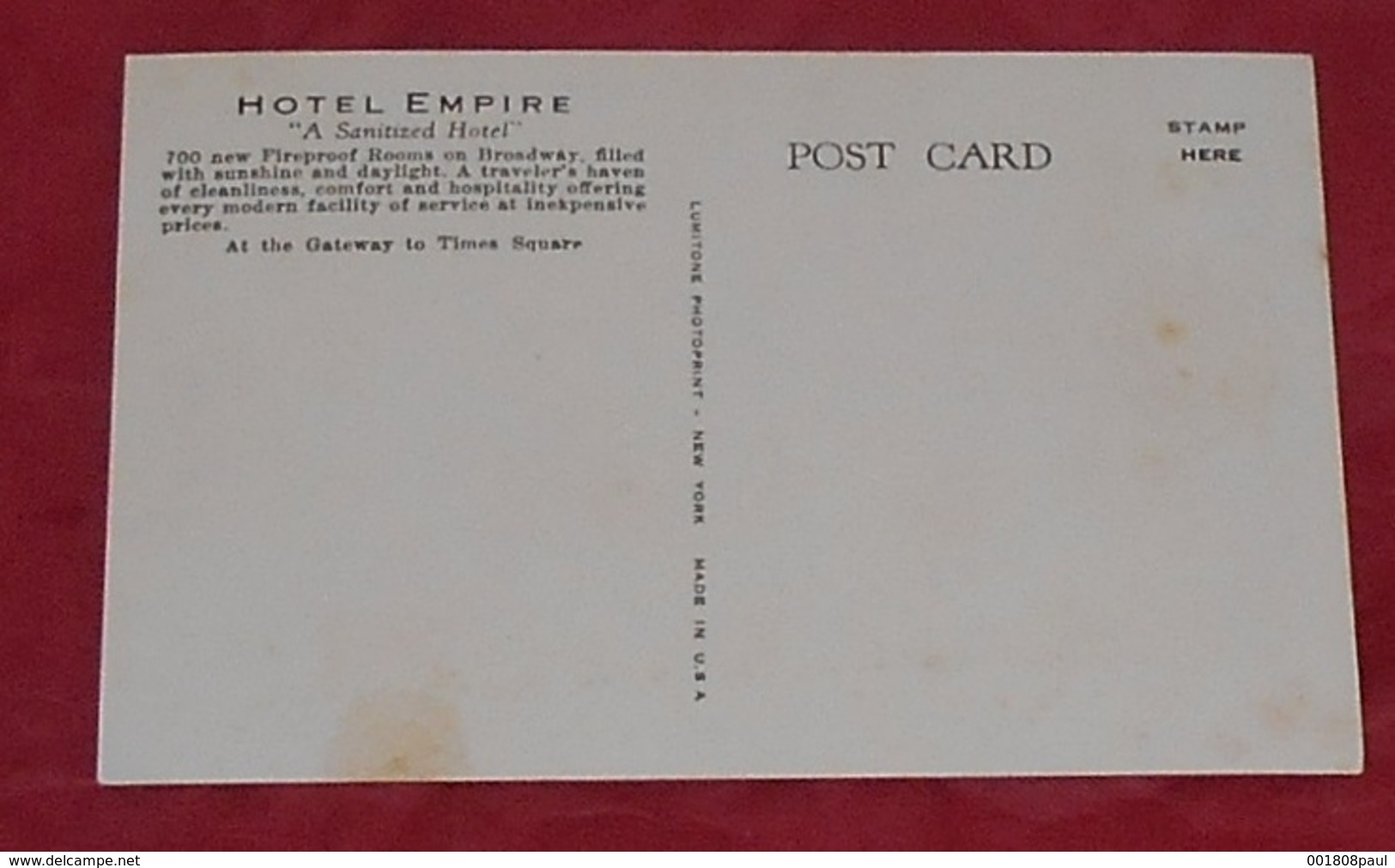 Hotel Empire - Broadway At 63 Rd Street New York City " At The Gateway To Times Square "   ------------- 500 - Broadway