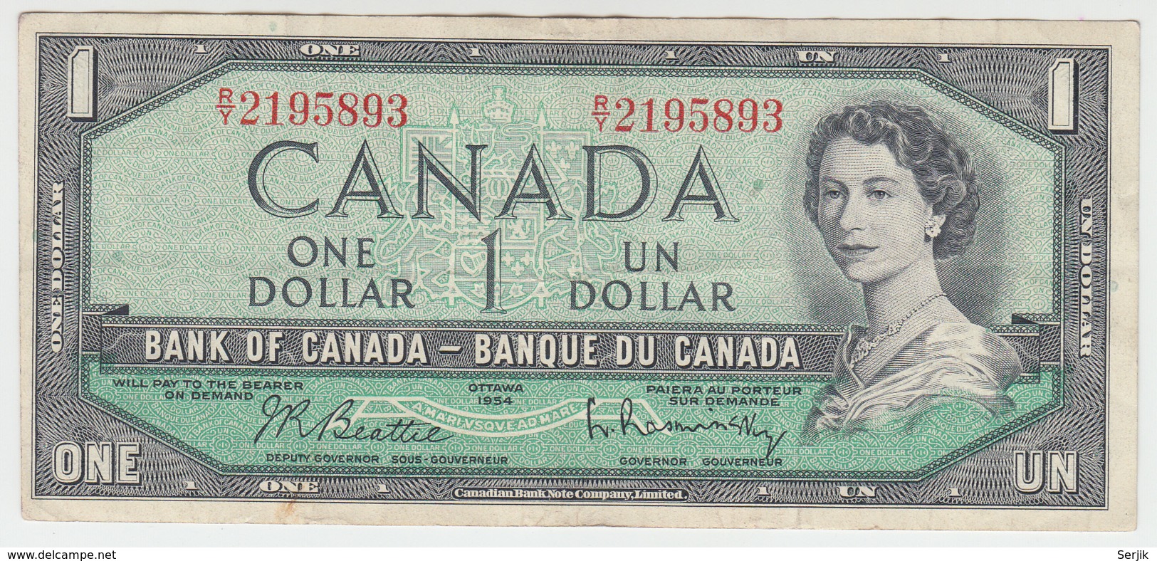 Canada 1 Dollar 1954 QEII VF Pick 74b 74 B - Kanada