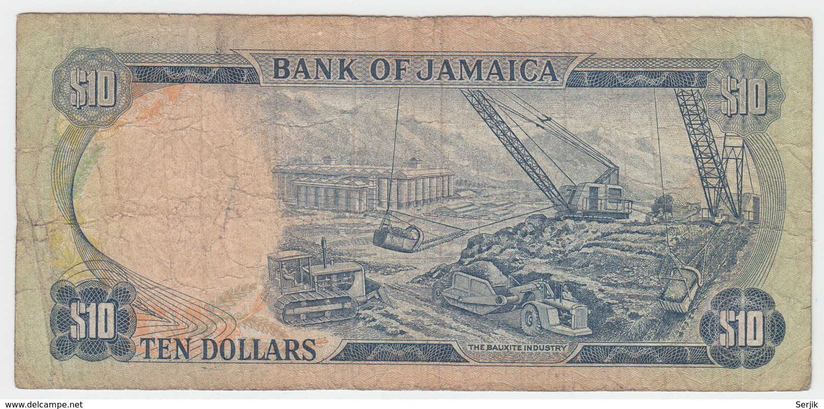 Jamaica 10 Dollars 1960 (1970) Fine Condition Pick 57 Signature 4 - Jamaica