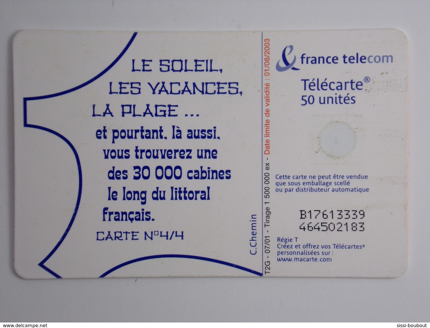 Télécarte - France Télécom - 1500000 Tirages - 2001 - Carte N°4/4 - Telecom Operators