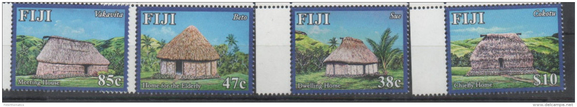 FIJI , 2016, MNH,HUTS, TREES, MOUNTAINS, DWELLINGS, 4v - Other & Unclassified