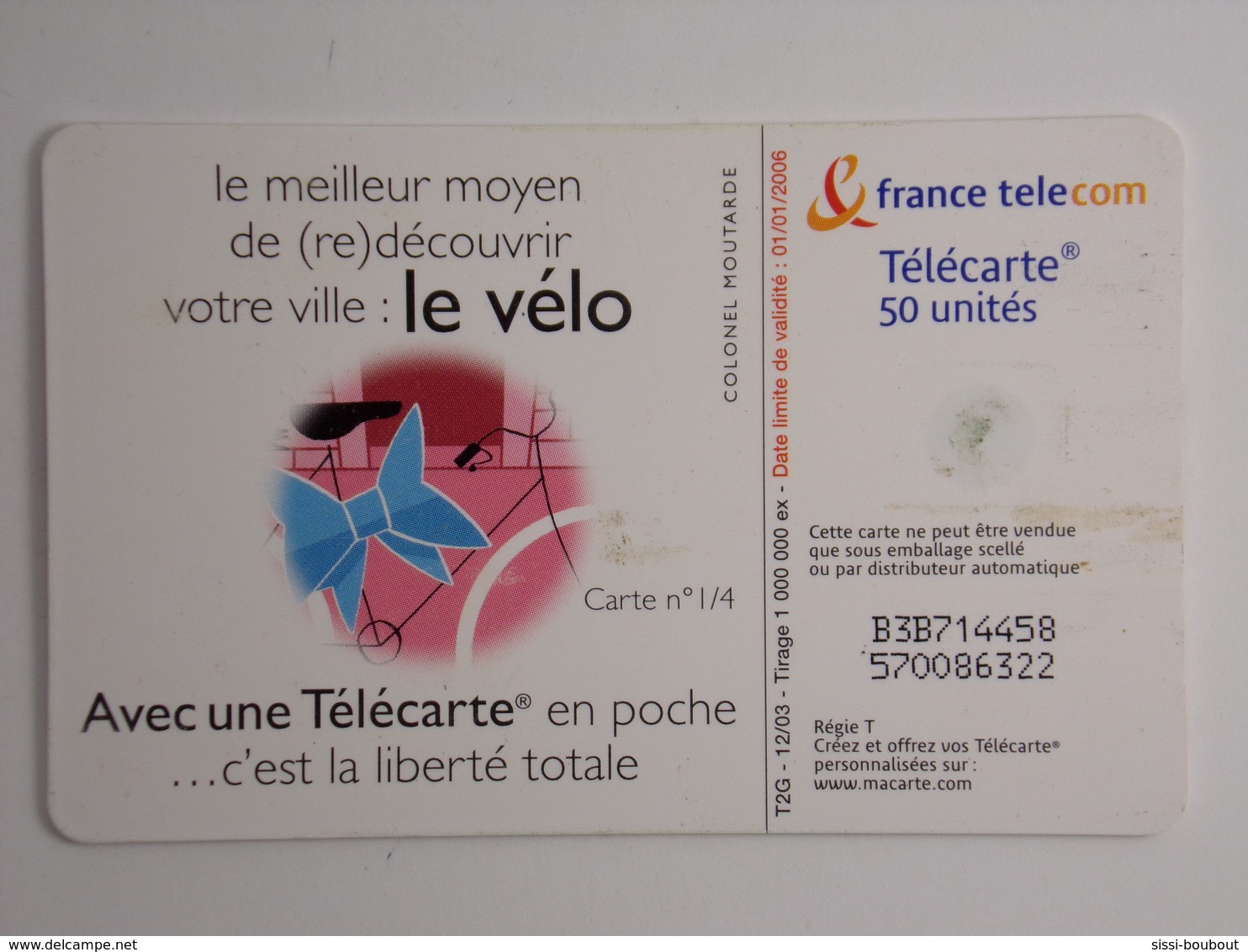 Télécarte - Le Meilleur Moyen De Découvrir Votre Ville: Le Vélo - Tirage 1000000 Ex. - 2003 - Carte N°1/4 - Other & Unclassified