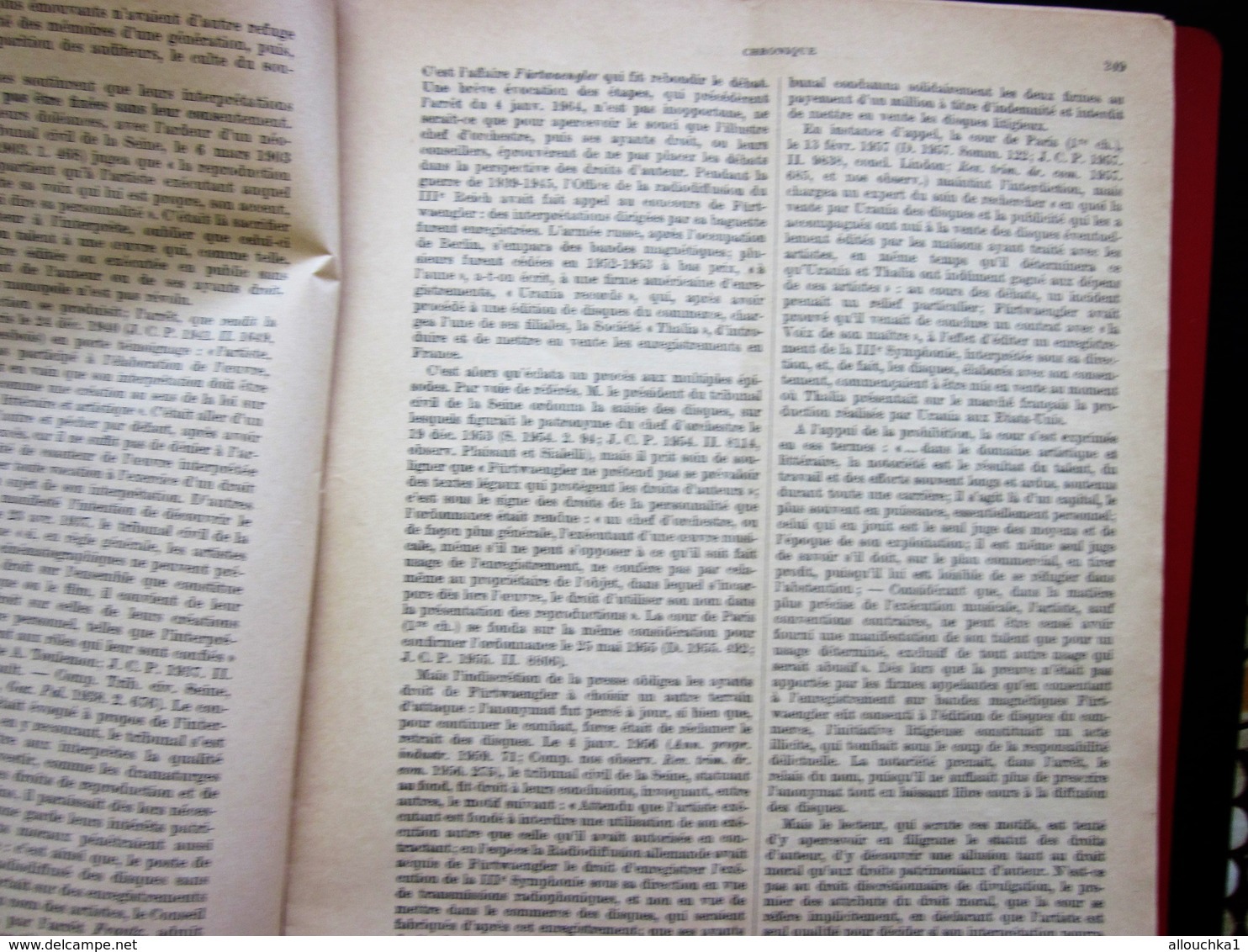 1964 Revue 38é CAHIER HEBDOMADAIRE RECUEIL DALLOZ JURISPRUDENCE DROIT DES ACTEURS & ARTISTES SUR LEURS INTERPRÉTATIONS - Right