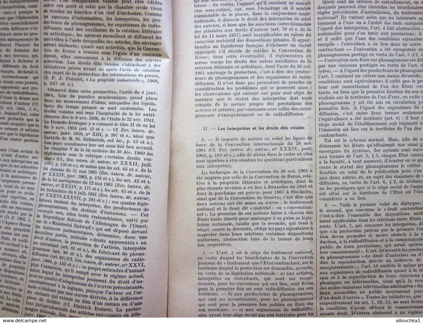 1964 Revue 38é CAHIER HEBDOMADAIRE RECUEIL DALLOZ JURISPRUDENCE DROIT DES ACTEURS & ARTISTES SUR LEURS INTERPRÉTATIONS - Right