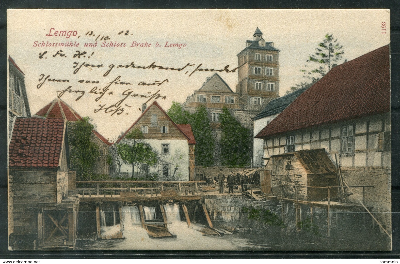 4711 - Ansichtskarte "LEMGO, Schlossmühle" 1902 - Ank.-Stempel FARMBECK - Lemgo