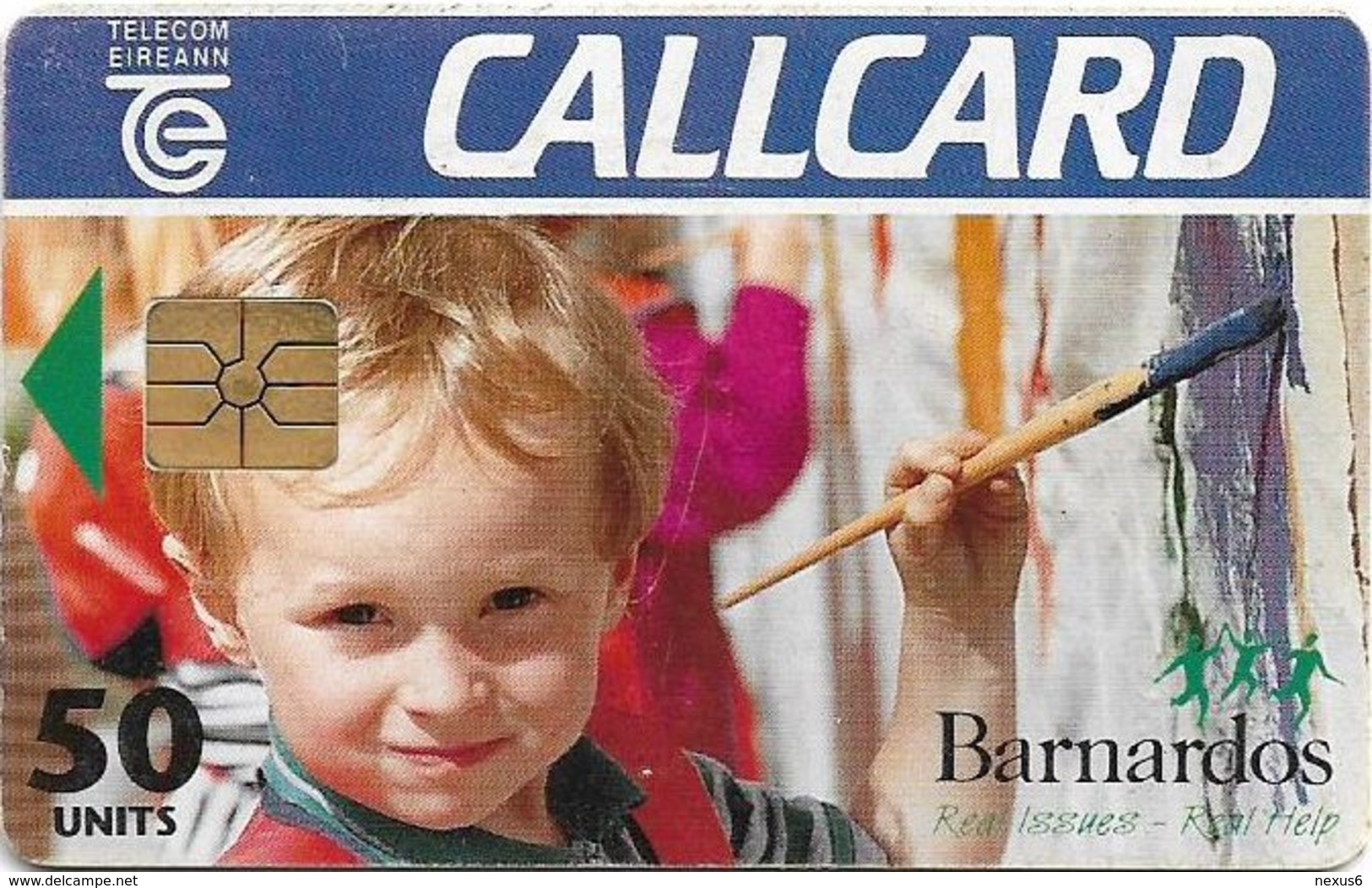 Ireland - Eircom - Barnardos, Kid - 50Units, Chip GEM1B Not Symmetric, Red, 07.1995, 50.000ex, Used - Irlande