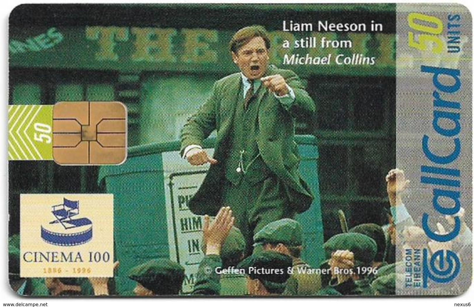 Ireland - Eircom - Cinema 100 - Michael Collins - 50Units, 10.1996, 60.000ex, Used - Irlande