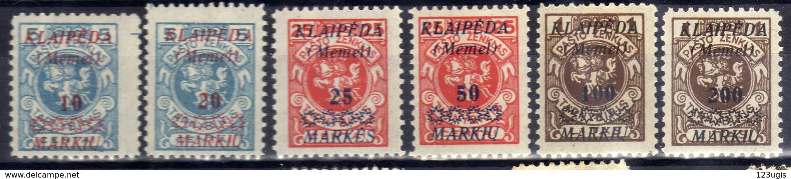 Memel / Klaipeda 1923 Mi 135-140 * [020619XXVII] - Memelgebiet 1923