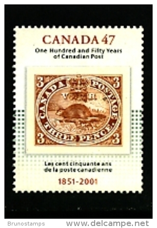 CANADA - 2001  ANNIVERSARY OF THE CANADIAN POSTAL SERVICE  MINT  NH - Nuovi