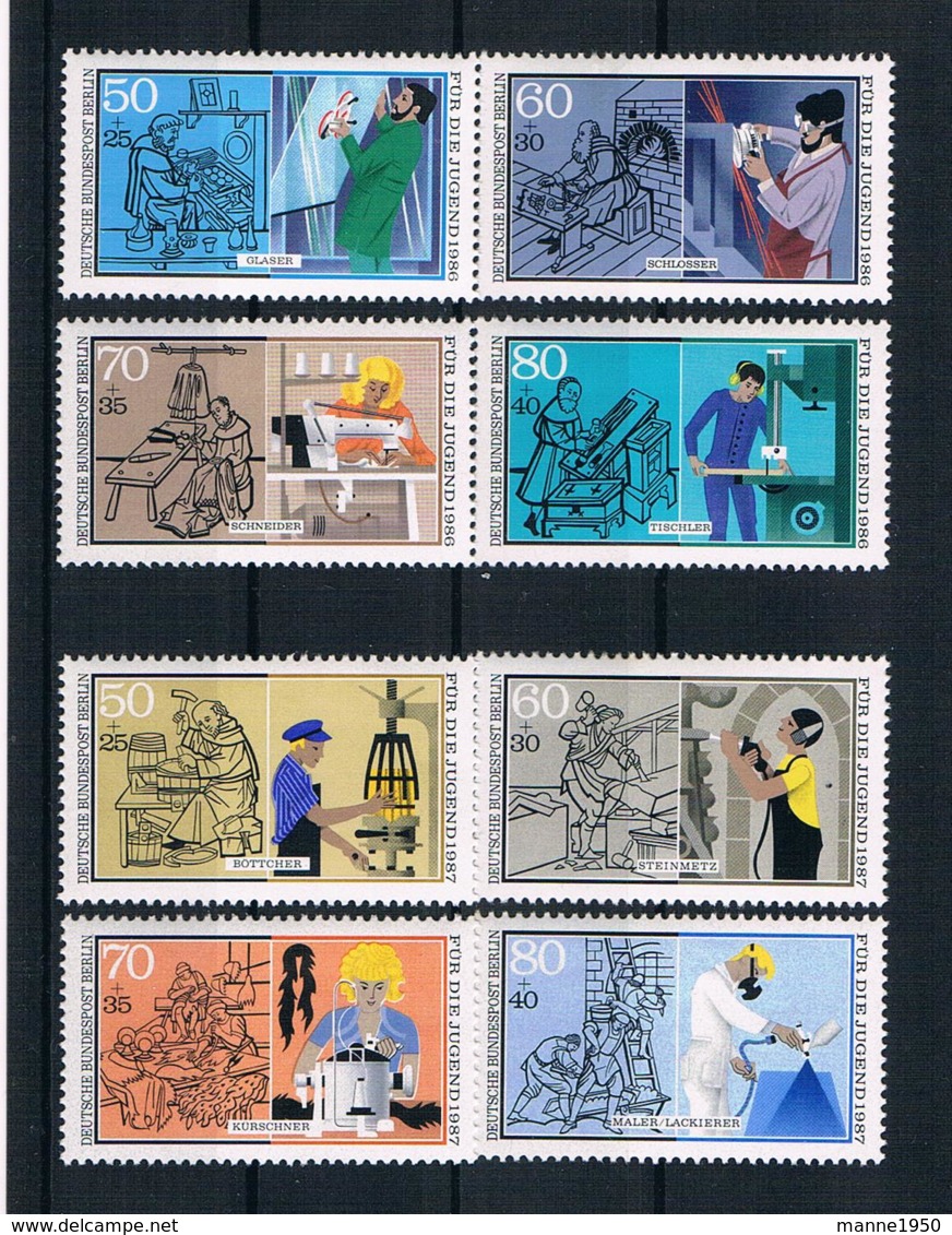 Berlin 1986/87 Handwerk Mi.Nr. 754/57 + 780/83 Kpl. Satz ** - Unused Stamps
