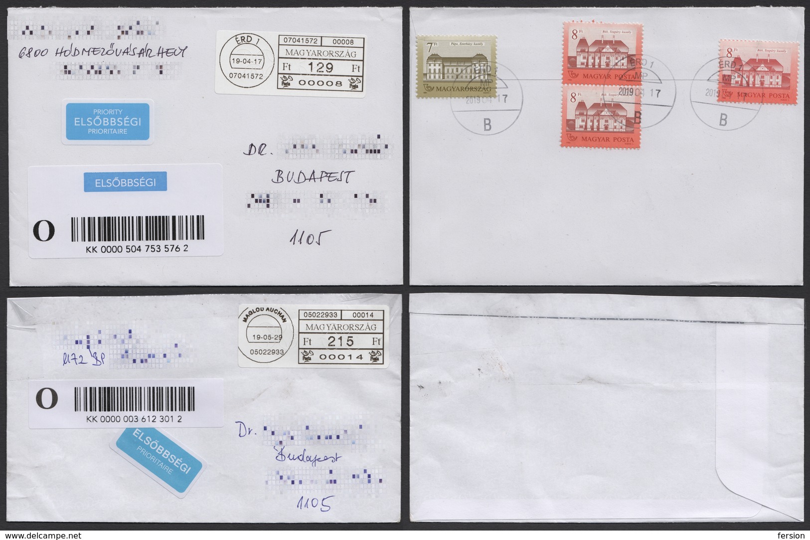 NEW REGISTERED PRIORITY Label Vignette / Old Franking - MAIL COVER LETTER 2019 Hungary ÉRD MAGLÓD Auchan - Brieven En Documenten