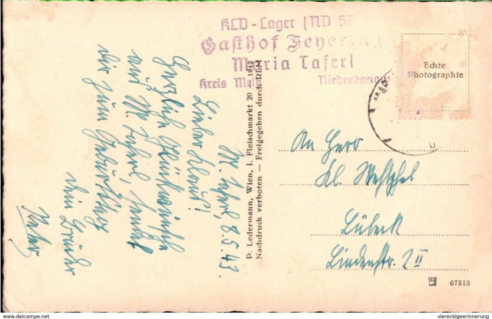 ! 1943 Marbach A.d. Donau, Maribor, Stempel KLV Lager Niederdonau ND 57, Kinderlandverschickung, Lübeck - Slowenien