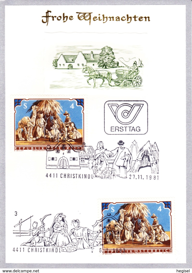 1981 Weihn. 1981: Weihnachtskrippe FDC 4411 U. Letzttag Karte  (ANK 1723, Mi 1691) - FDC