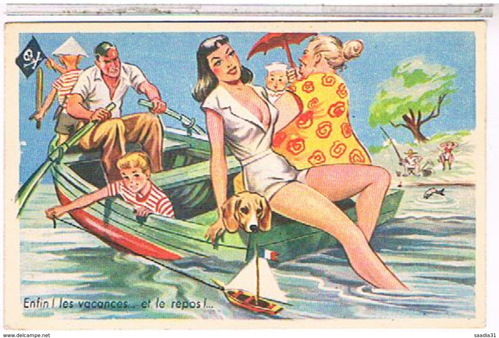 ILLUSTRATEUR  LOUIS  CARRIERE N°351 Pin Up 9x14 ENFIN LES VACANCES ..ET  LE REPOS  ! CPM  TBE  PH  1002 - Carrière, Louis