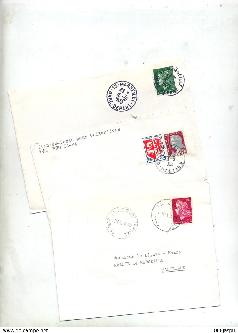 3 Lettre Cachet Marseille - Cachets Manuels