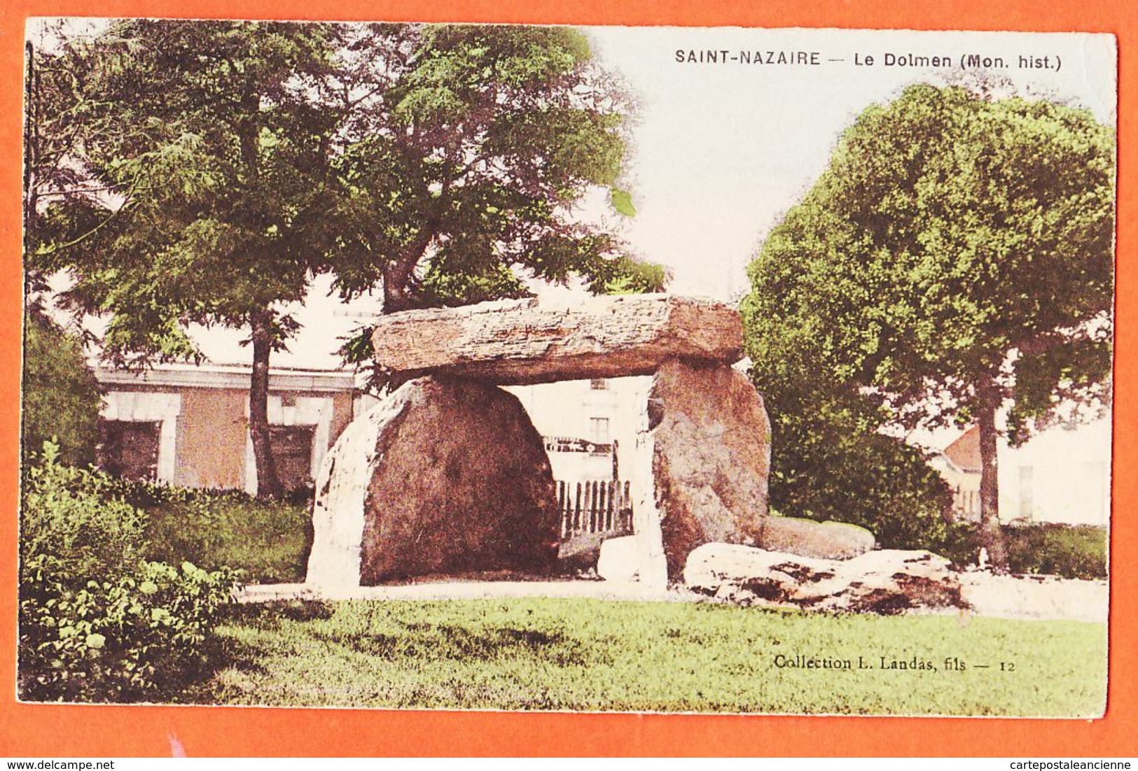 DIM094 SAINT-NAZAIRE (44) Le DOLMEN Tampon Pub Louis LANDAS Journaux Place MARCEAU 1910s à SOURDILLE Nantes St - Saint Nazaire