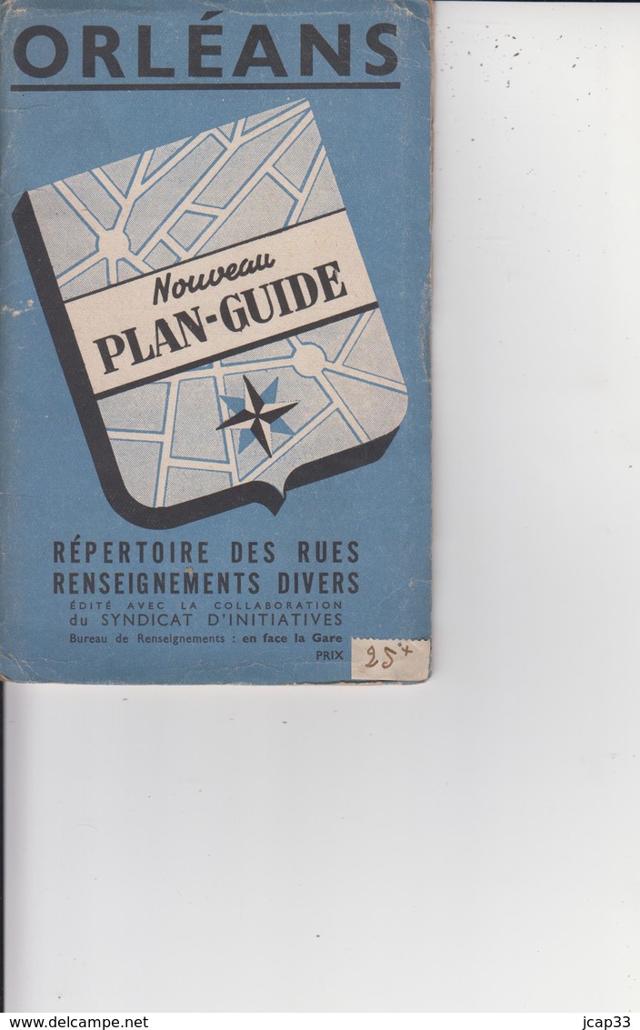 NOUVEAU PLAN GUIDE  - ORLEANS  -  Répertoire Des Rues Avec Plan Dépliant -  ANNEES 50  - - Cartes Géographiques