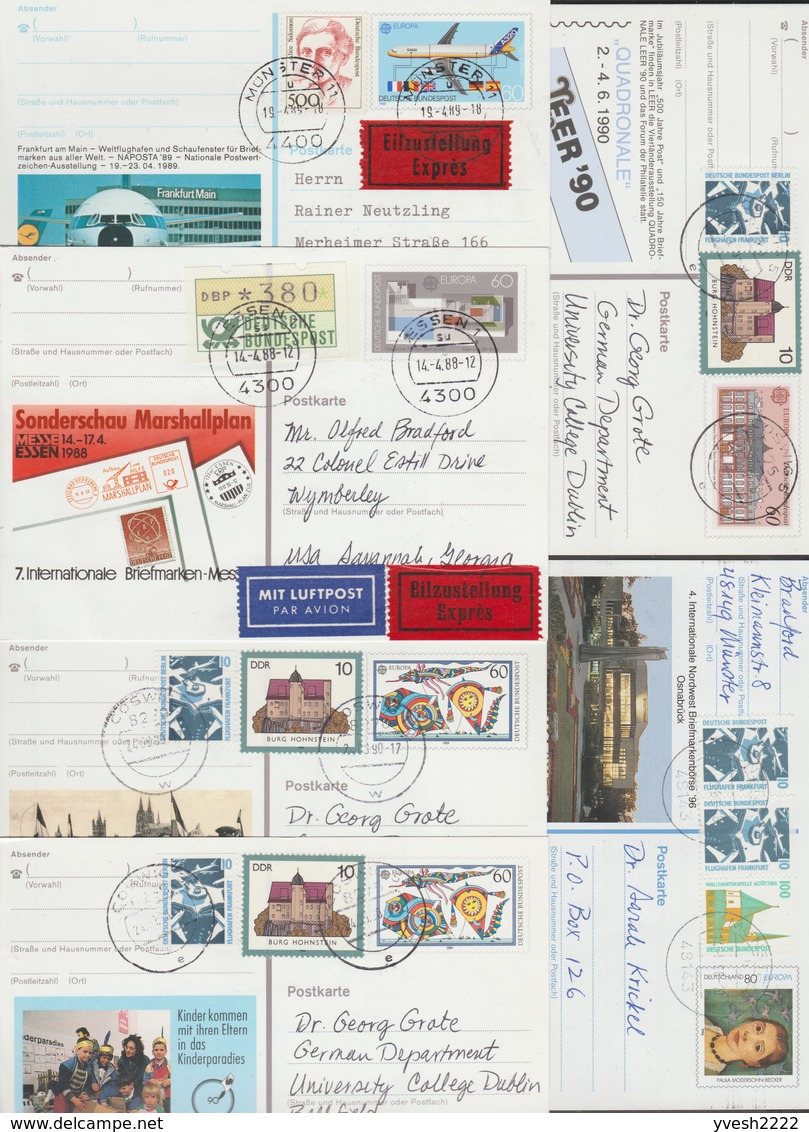 Allemagne 1988 à 1996. 6 Entiers Postaux Europa Différents. Usages Inhabituels, Superbe - Collections