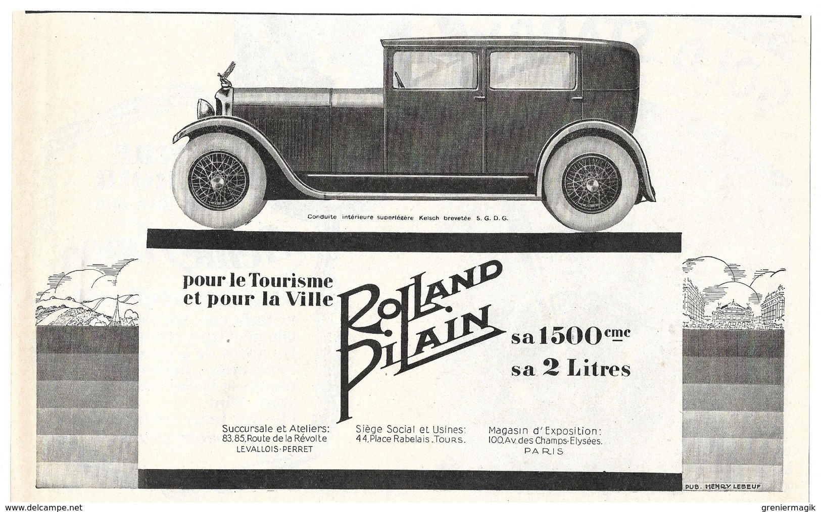 1926 Rolland Pilain Usines Tours Ateliers Levallois Perret (Automobile - Voiture Ancienne - Publicité - Pub) - Publicités