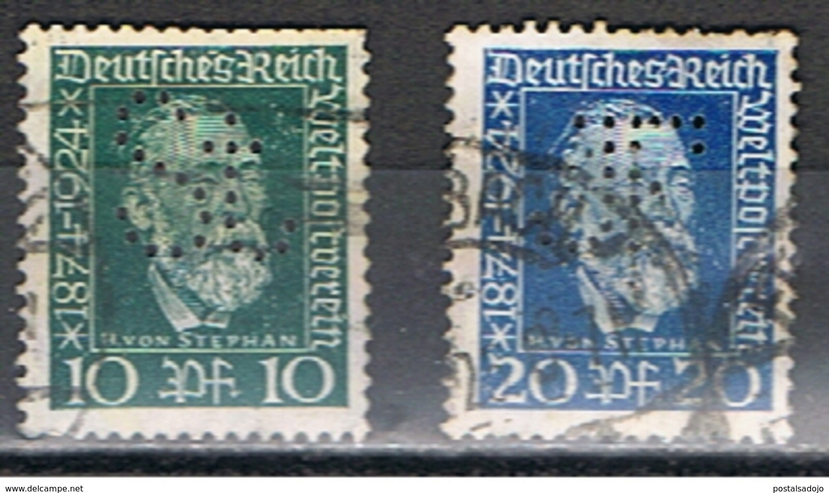 (A2-129) GERMANY // YVERT 359, 360  // PERFIN / PERFORE // 1924 - Oblitérés
