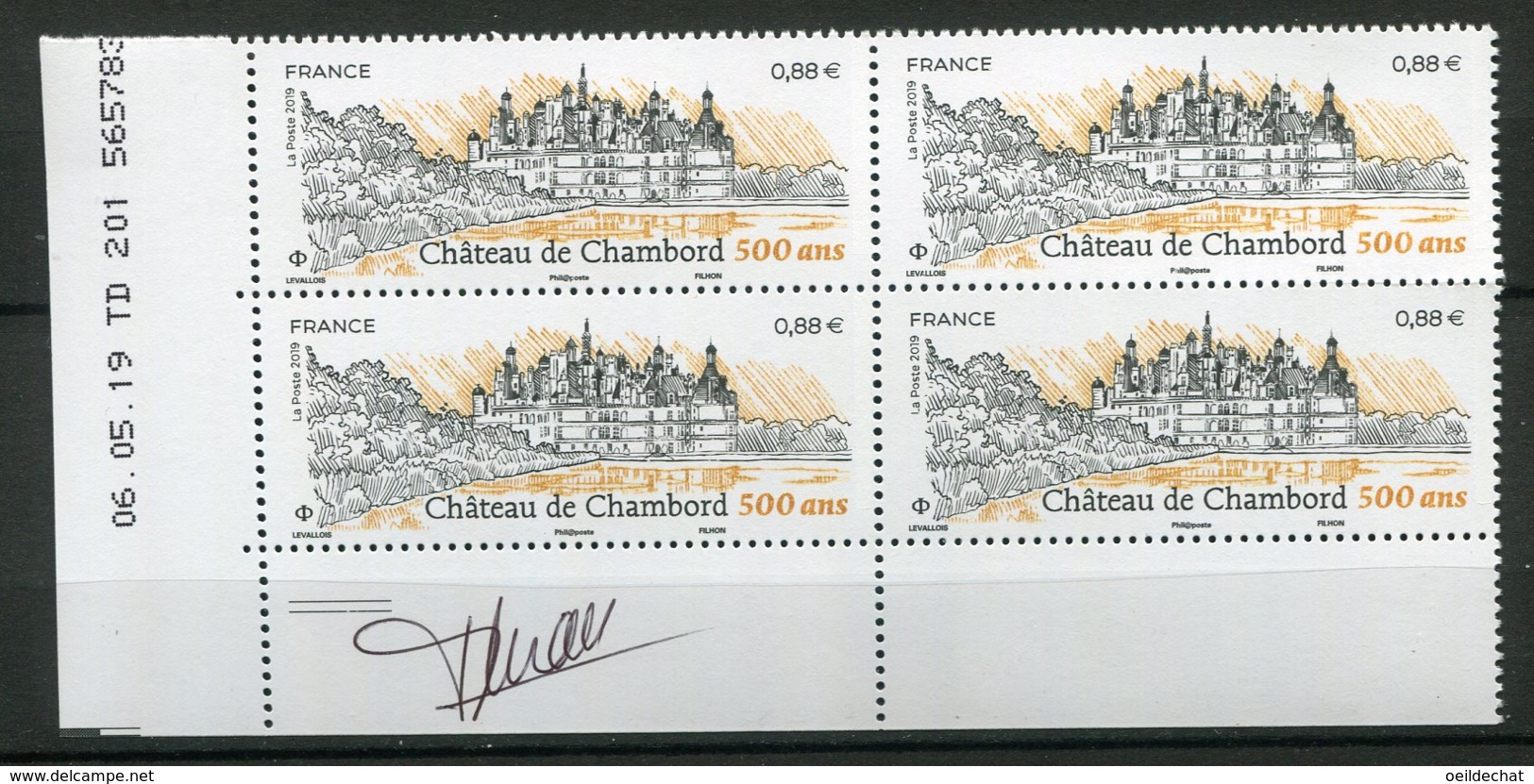 13126 FRANCE  N° ? 0.88€  Les 500 Ans Du Château De Chambord   C.D Du 06.05.19  TTB - 2010-2019