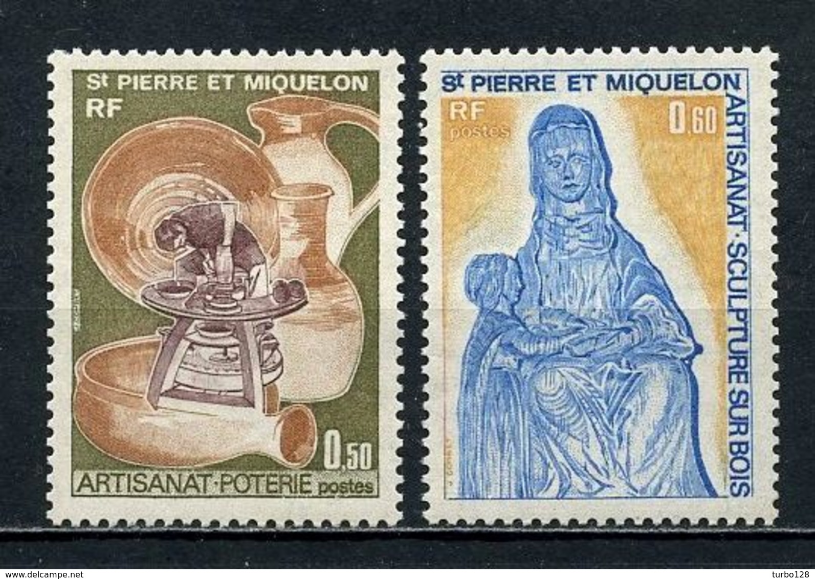 SPM MIQUELON 1975  N° 443/444 ** Neufs MNH C 12 € Superbes Arts Poterie Sculpturesu Bois Artisanat - Neufs