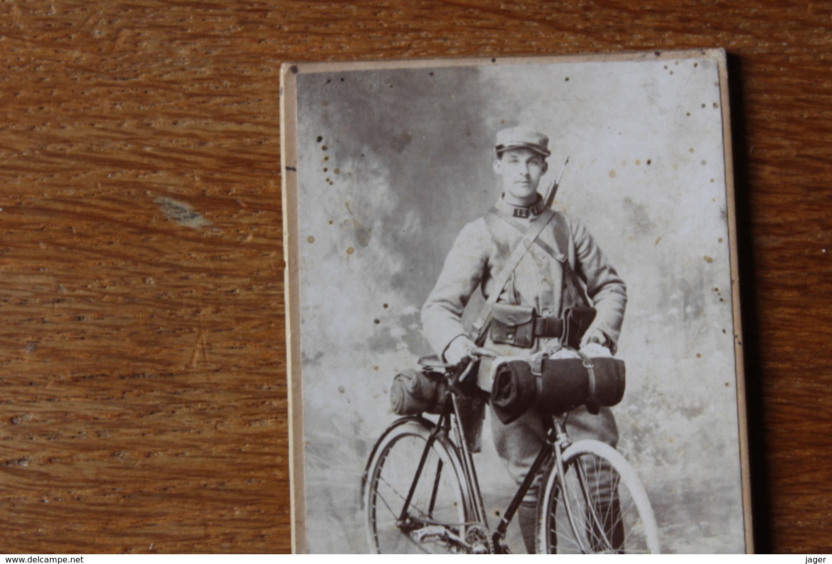 Cdv Guerre 1914  Poilu Cycliste  Tenue De Combat 12 Au Kepi - Krieg, Militär