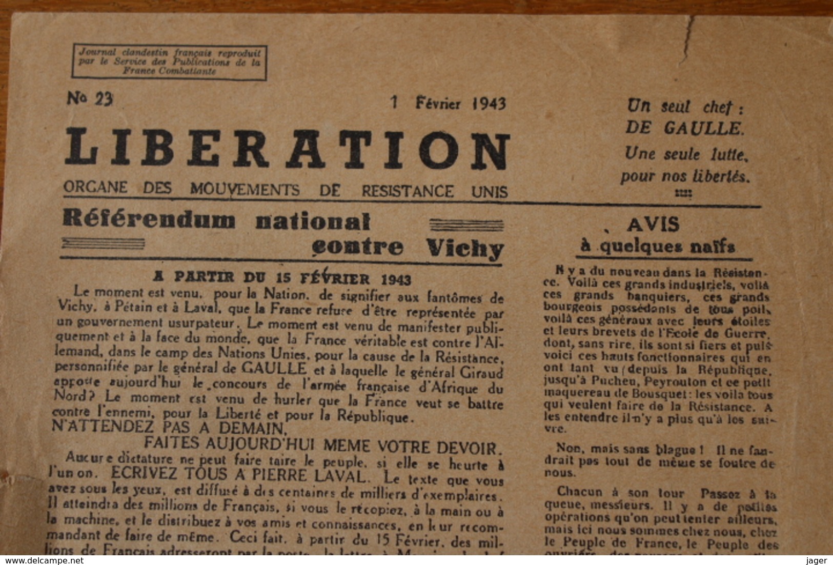 WWII  5 Journaux Ou Tracts Clandestins Resistance - Documents