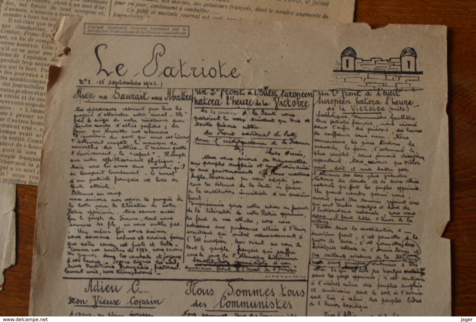 WWII  5 Journaux Ou Tracts Clandestins Resistance - Documents