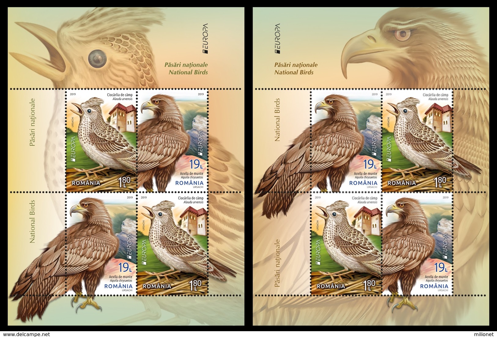 ROMANIA RUMANIA ROUMANIE RUMÄNIEN 2019 EUROPA BIRDS 2 Different Souvenir Sheets S/S ** - 2019