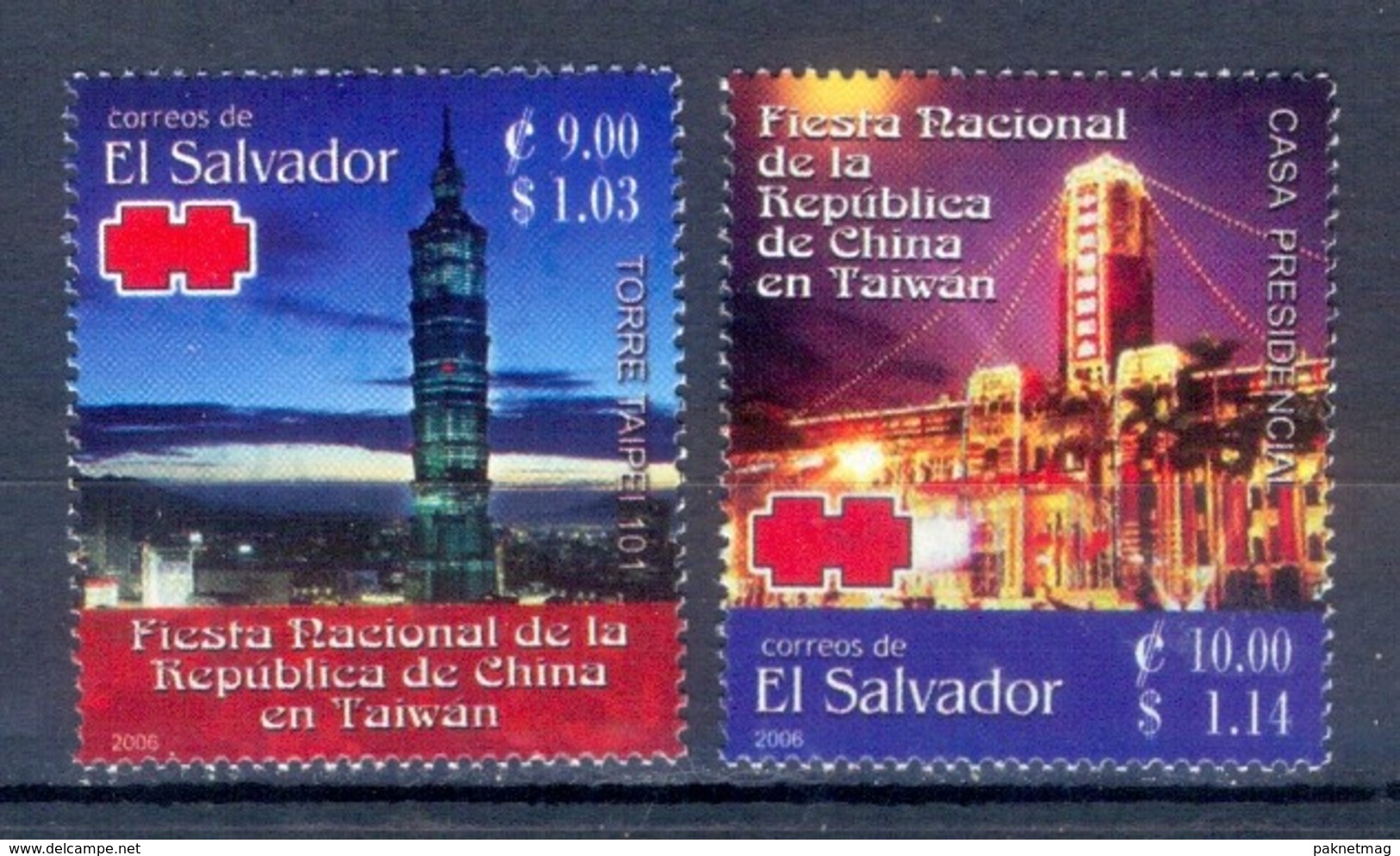 D21- EL SALVADOR 2006. ARCHITECTURE. TAIPEI TOWER PRESIDENTIAL HOUSE. NATIONAL PARTY REPUBLIC CHINA. - El Salvador