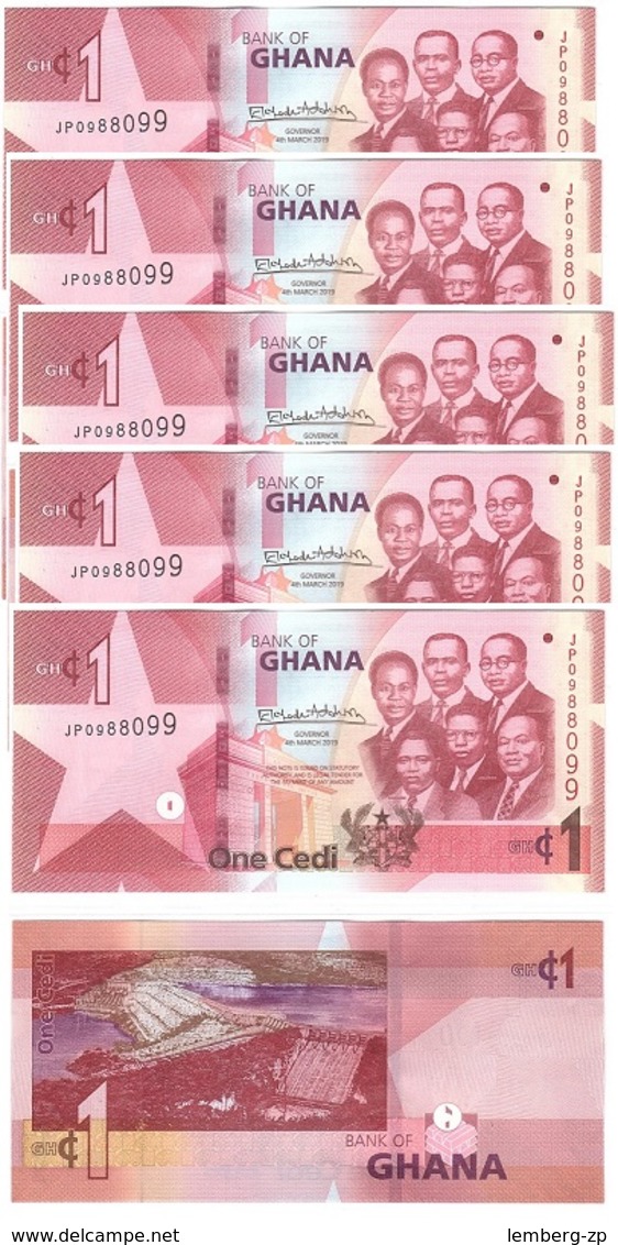 Ghana - 5 Pcs X 1 Cedi 2019 UNC Lemberg-Zp - Ghana