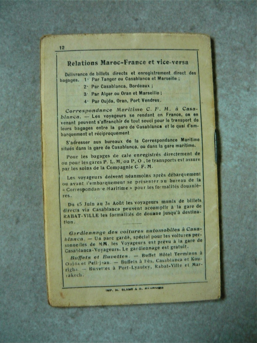 Horaires 1934 Des Trains Chemins De Fer Du Maroc - World