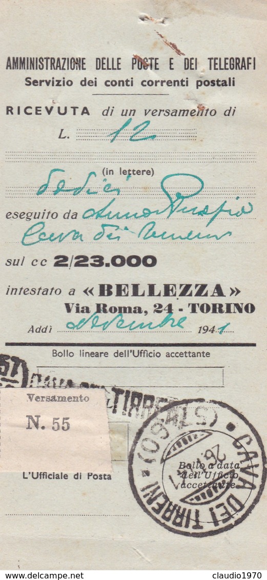 STORIA POSTALE - TORINO - BELLEZZA - MESILE DELL' MODA E DI VITA ITALIANA -VIAGGIATA PER CAVA DEI TIRRENI ( SALERNO) - Storia Postale