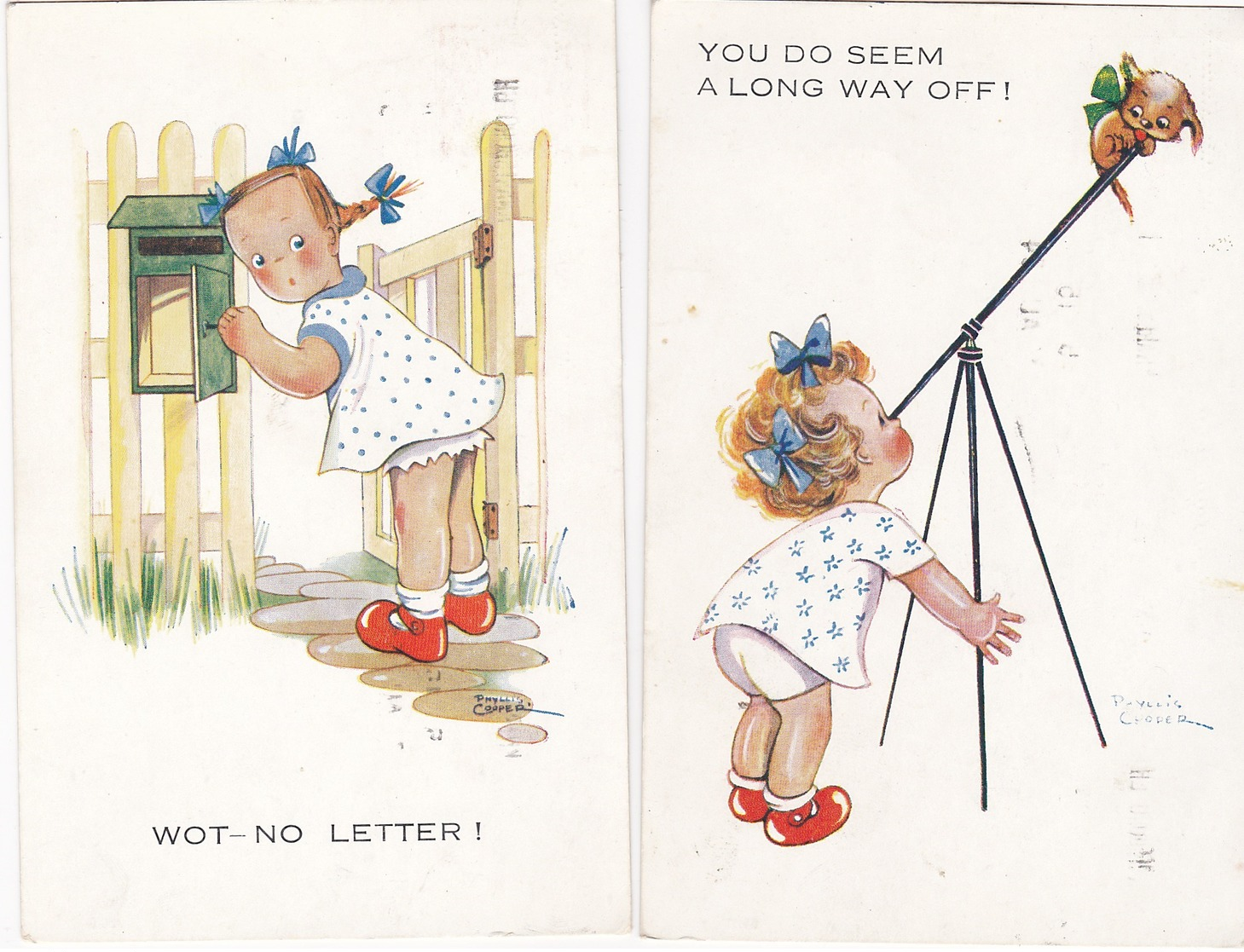 Two Phylis Cooper Postcards. Wot No Letter. - You Do Seem A Long Way Off. - Other & Unclassified