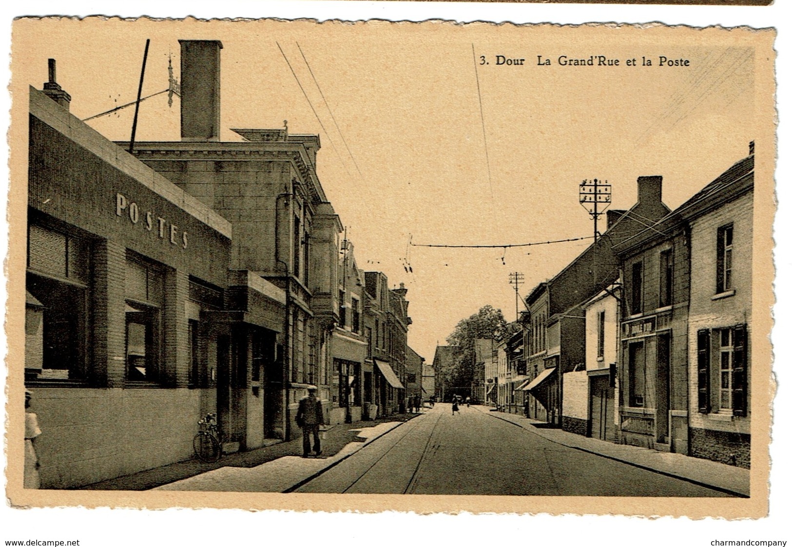 Dour - La Grand'Rue Et La Poste - Edit. Albert De Muynck - 2 Scans - Dour