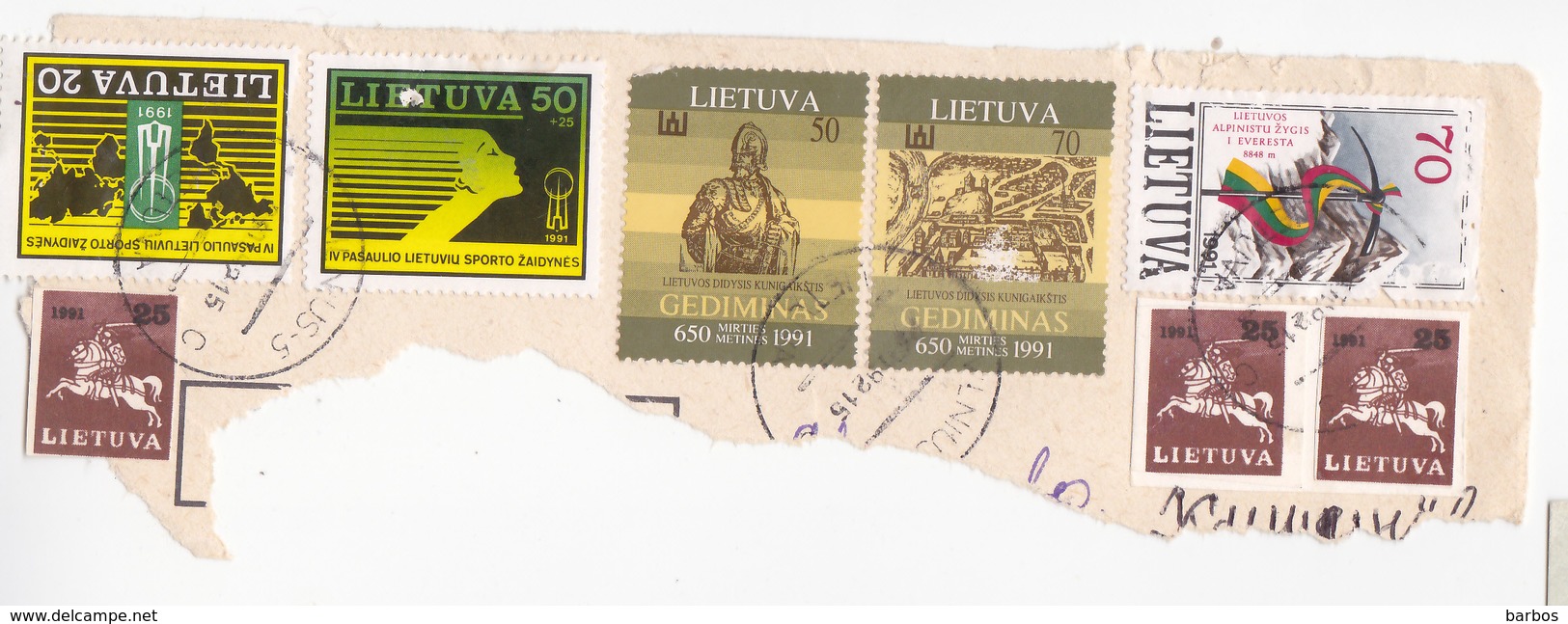 Lituanie   Lietuva 1992  Fragment Of Used Cover - Lithuania