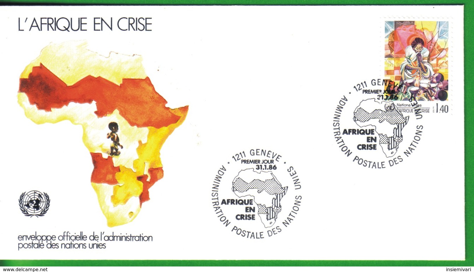 ONU Sede Ginevra 1986 - AFRICA IN CRISI Annullo Fdc. - FDC