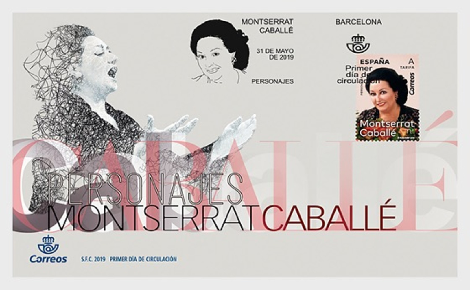 H01 Spain 2019 Characters, Montserrat Caballé FDC - Ungebraucht