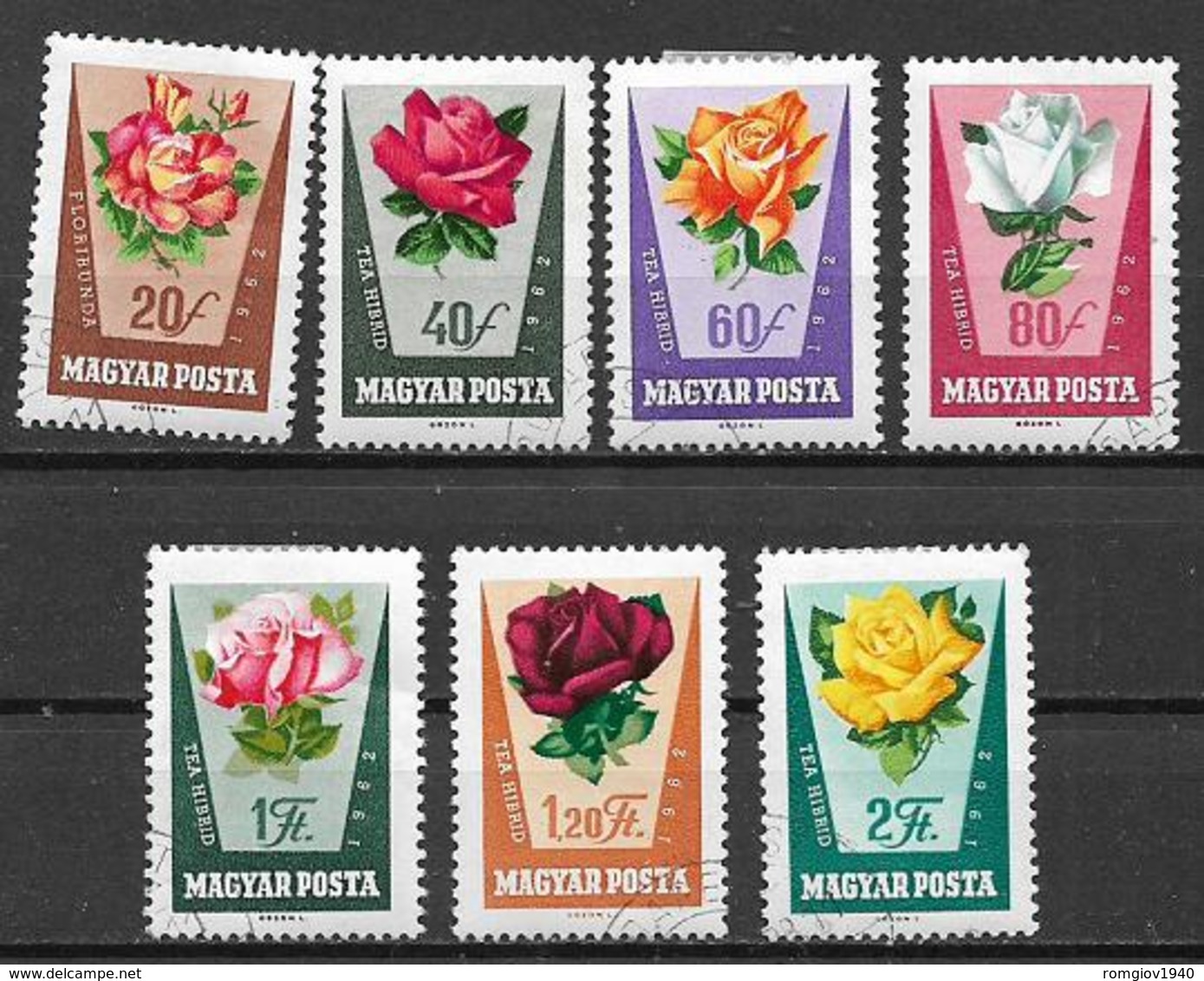 UNGHERIA 1962 ROSE DIVERSE YVERT. 1516-1522 USATA VF - Usati