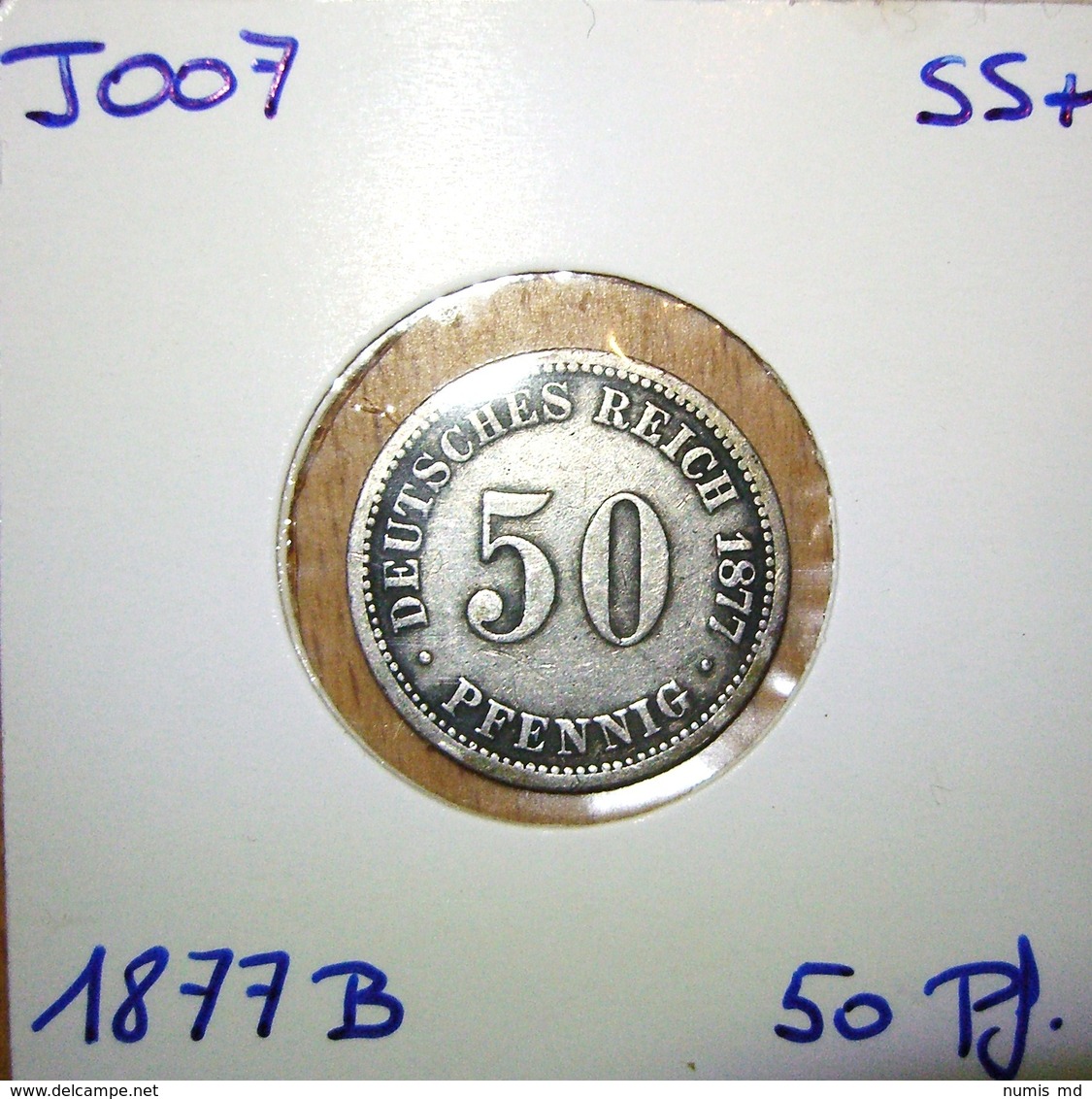 *** (J007) 50 Pfennig 1877 B *SS* (SILBER - ARGENT - SILVER) DEUTSCHLAND Deutsches Reich - 50 Pfennig