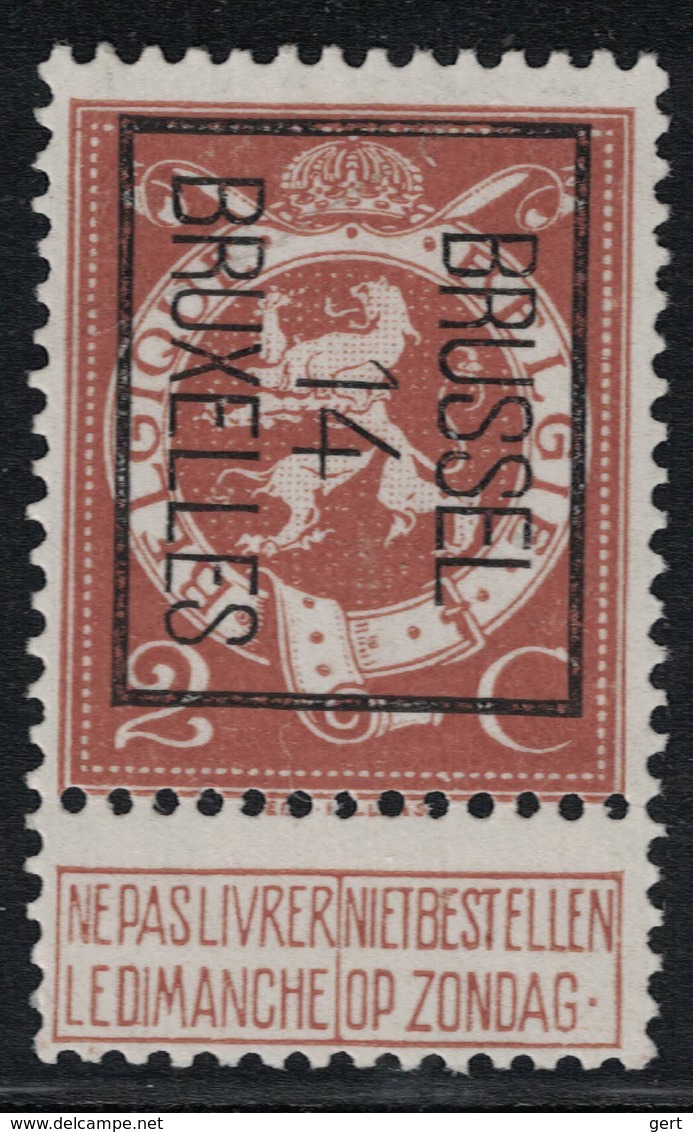 2c N° Preo 50B Brussel 14 Bruxelles - Typos 1912-14 (Lion)